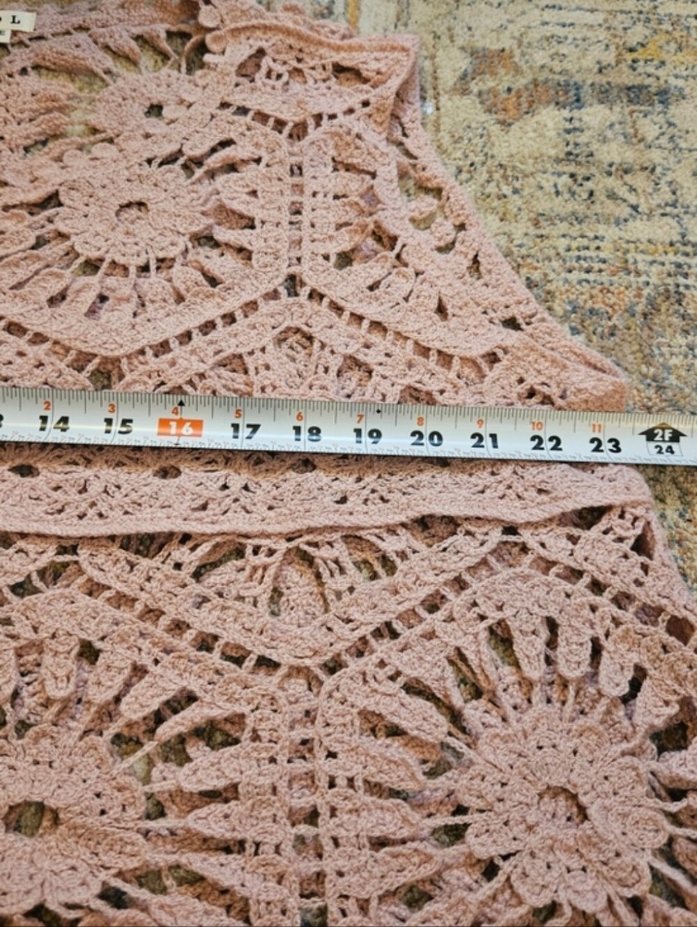 POL Dusty Rose Crochet Lace Knit Vest Top One Size Boho Cottagecore Festival - Picture 8 of 9